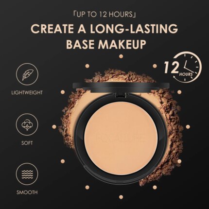 FOCALLURE 9 Colors Pressed Powder Waterproof Long-lasting Full Coverage Face Compact Setting Powder Makeup Foundation Cosmetics Facial Care