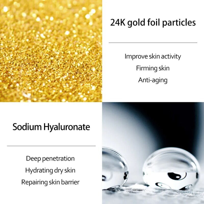 Skin Care Set 24K Gold Nicotinamide Face Essence Collagen Face Cream Moisturizing Face Mask Brighten Eye Cream Crystal Eye Patch Bundle Offers Skin Care