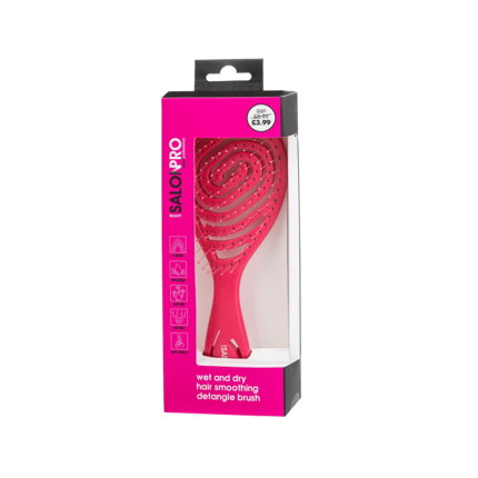 Beauty SalonPro Wet & Dry Detangle Brush Round Pink BEAU313