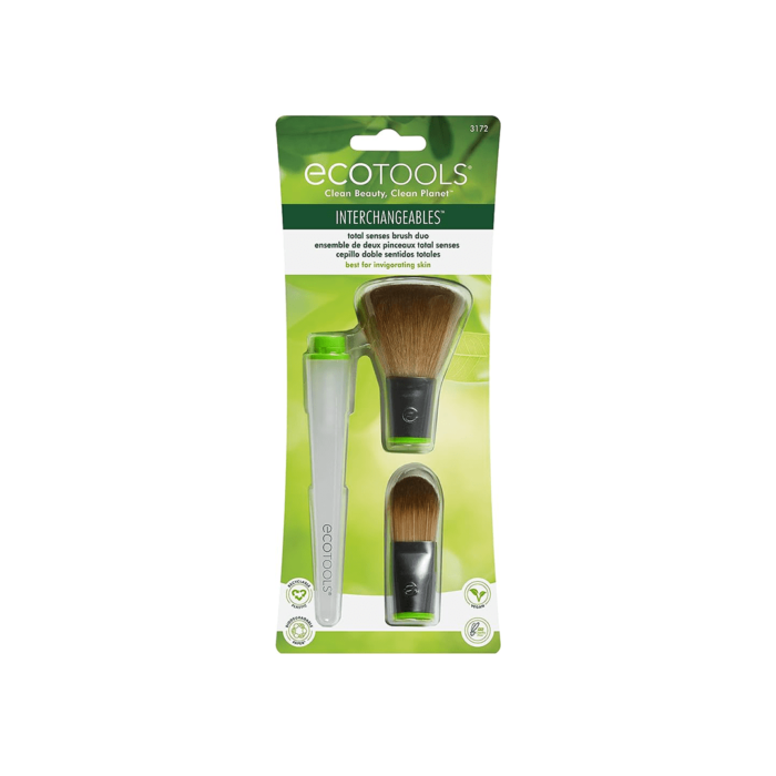 Eco Tools Interchangables Duo Multi Tasking Powder Brush & Flat Foundation Brush