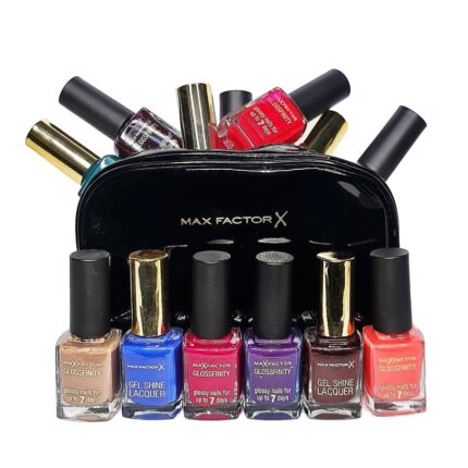 Max Factor Glossfinity & Gel Shine Lacquer Nail Polish Assorted Set of 6 With Bag